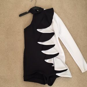 black and white unitard dance costume